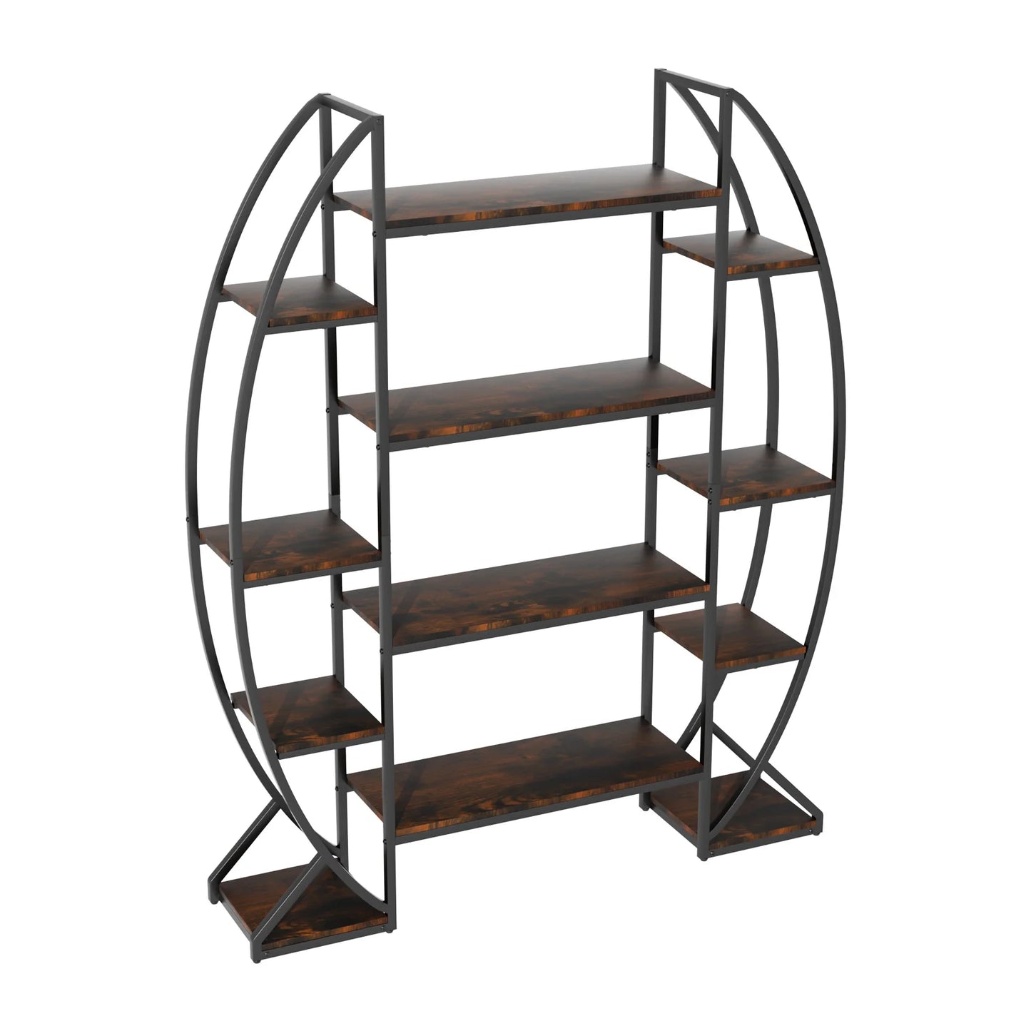 Large 5-Tier Metal and Wood Plant Stand – Flower Display Shelf and Living Room Bookshelf