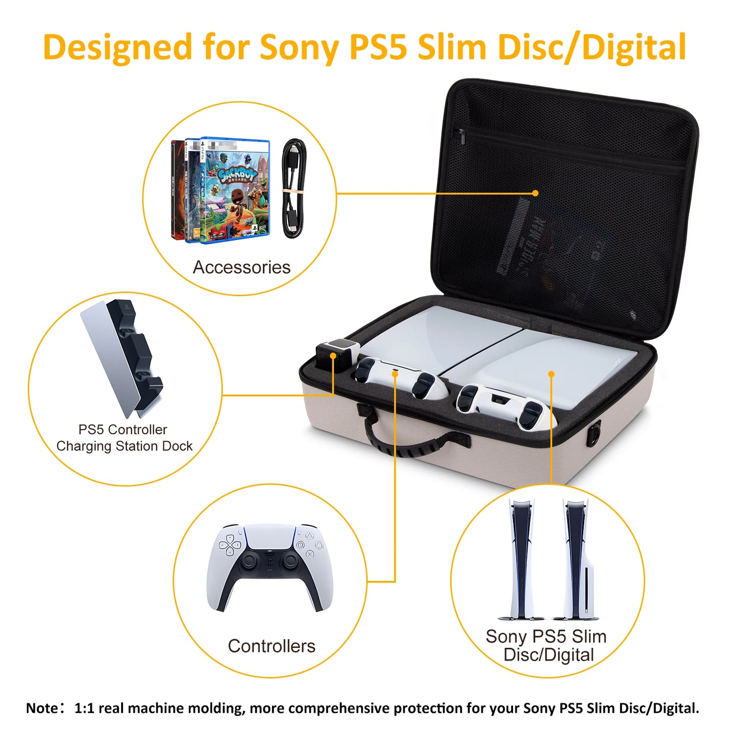 Large Carrying Case for PS5 Slim Digital Console – Protective Travel Storage Bag for Controller & Accessories