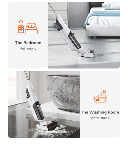 ILIFE W90 Cordless Wet Dry Smart Mop – 5500Pa Suction, Self-Cleaning in 1 Minute, Large Dual Water Tank