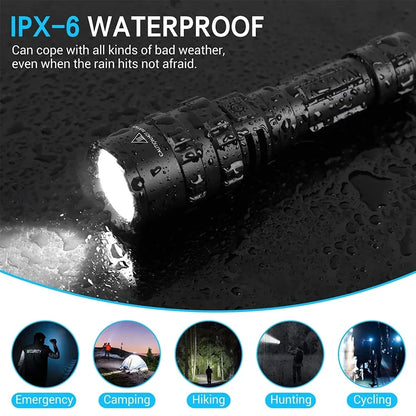 LED Tactical Hunting Flashlight - USB Rechargeable, Waterproof Torch Lamp, Professional Shooting & Night Scout Lights Set