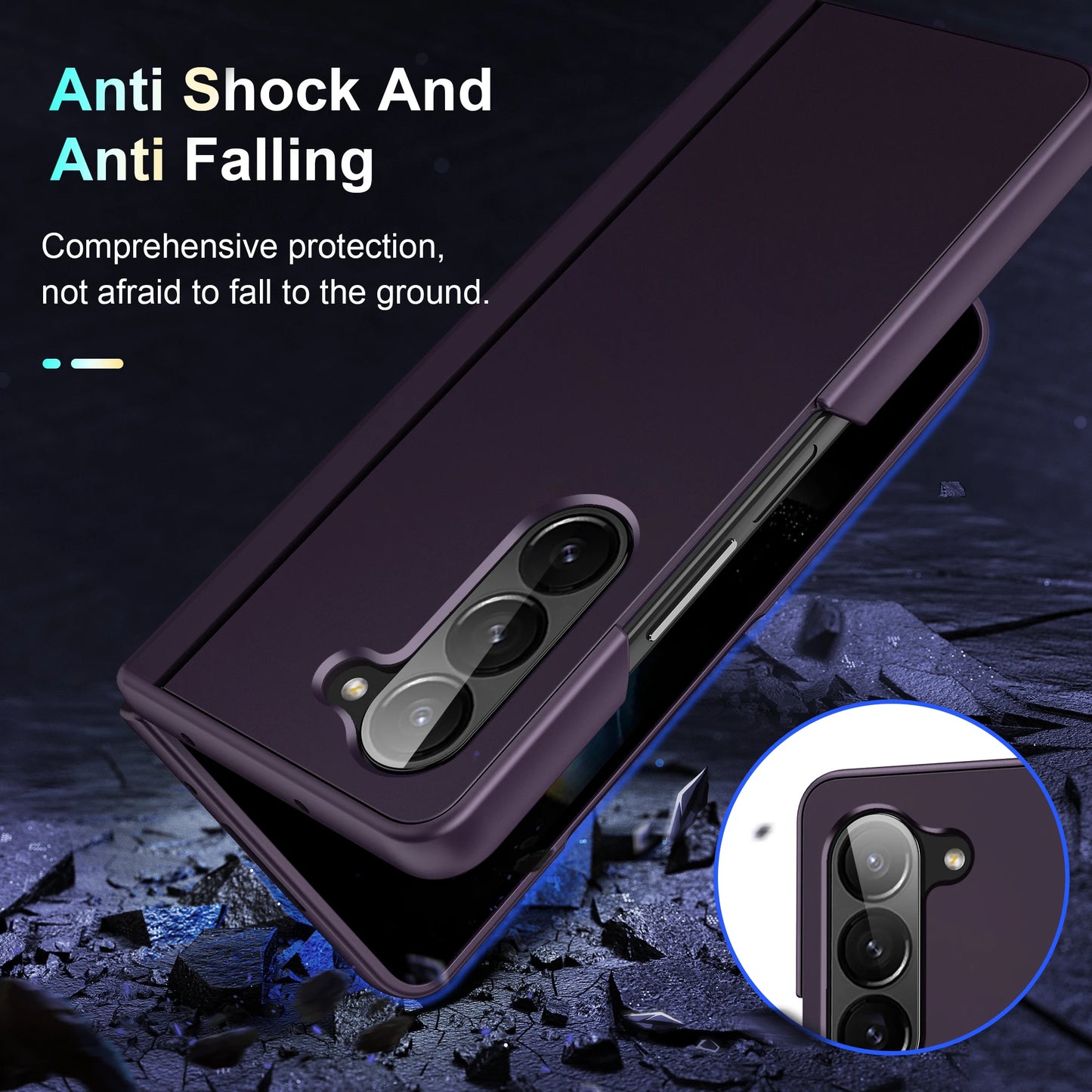 Full Coverage Hard PC + TPU Case for Samsung Galaxy Z Fold 5/4/3 5G – Anti-Fingerprint, Anti-Scratch, Heavy Duty with Holder, Matte & Non-Slip Design
