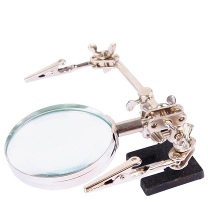 Soldering Iron Stand with Magnifying Glass - Third Hand Clamp & Desktop Repair Tool for Welding