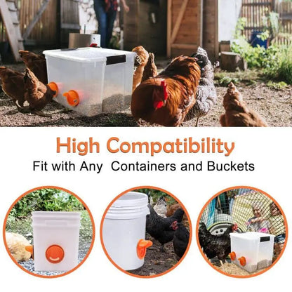 Automatic Gravity Chicken Feeder – DIY Rainproof Poultry Feeder with Food Hole Opener Tool to Reduce Spillage for Chickens & Ducks