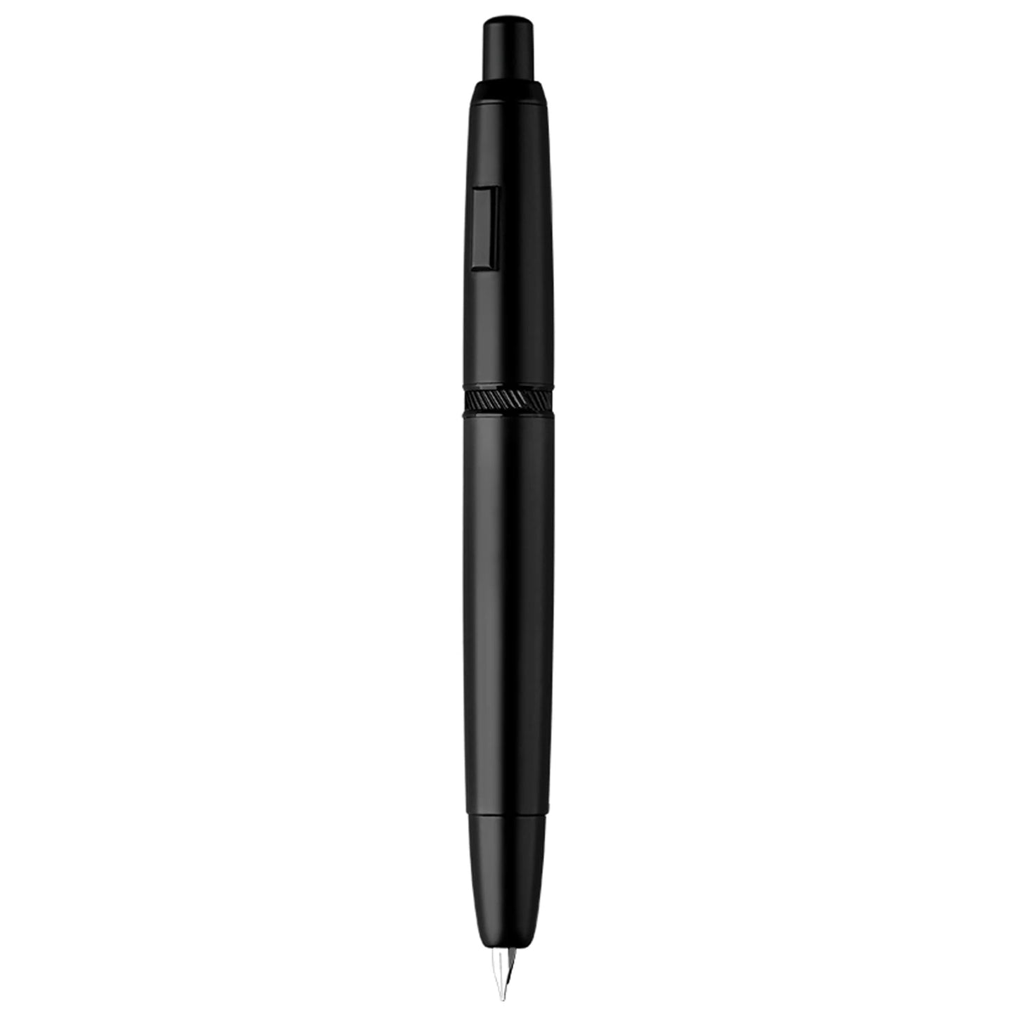 Majohn A1 Press Fountain Pen - Retractable EF Nib 0.4mm, Metal Matte Black Ink Pen with Converter, Ideal Student Gift