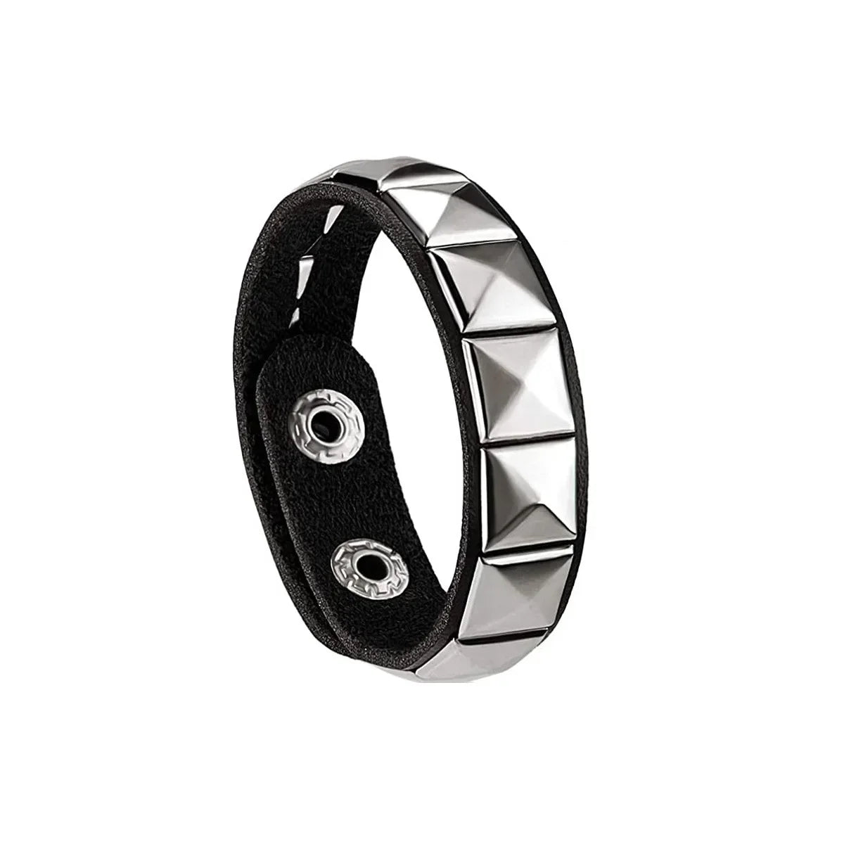 New Punk Fashion Black Leather Cuff Bracelet for Men & Women - Rivets Stud Charm Wristband Bangle, Gothic Jewelry 2024