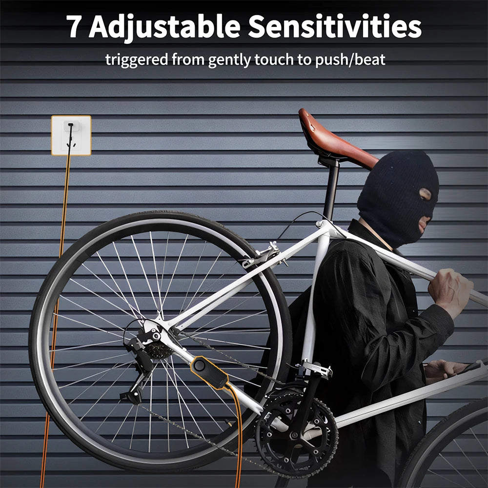 Wsdcam Vibration Bicycle Alarm – USB Rechargeable Anti-Theft Motorcycle Bike Alarm 113 dB Waterproof with Remote Control