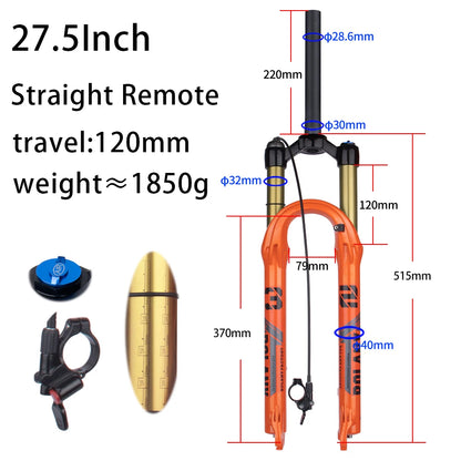 BOLANY Bike Air Fork – 27.5/29inch, 120mm Travel, Lightweight Magnesium Alloy Oil Air Suspension with Quick Release