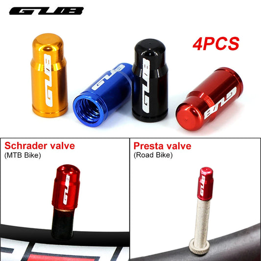4pcs Aluminum Bike Tire Valve Caps – Ultralight MTB Road Mountain Schrader/Presta Tyre Protectors