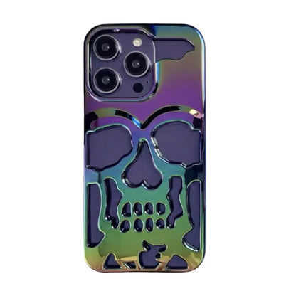 Cool Hollow Skull Ghostface Plating iPhone Case – Heat Dissipation Slim Cover for iPhone 14-17 Pro Max