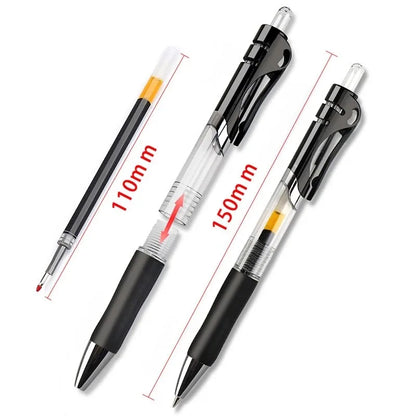 23pcs Retractable Ballpoint Pen Set - Large Capacity 0.5mm Black/Red/Blue Refill - Replaceable Stationery for School Supplies