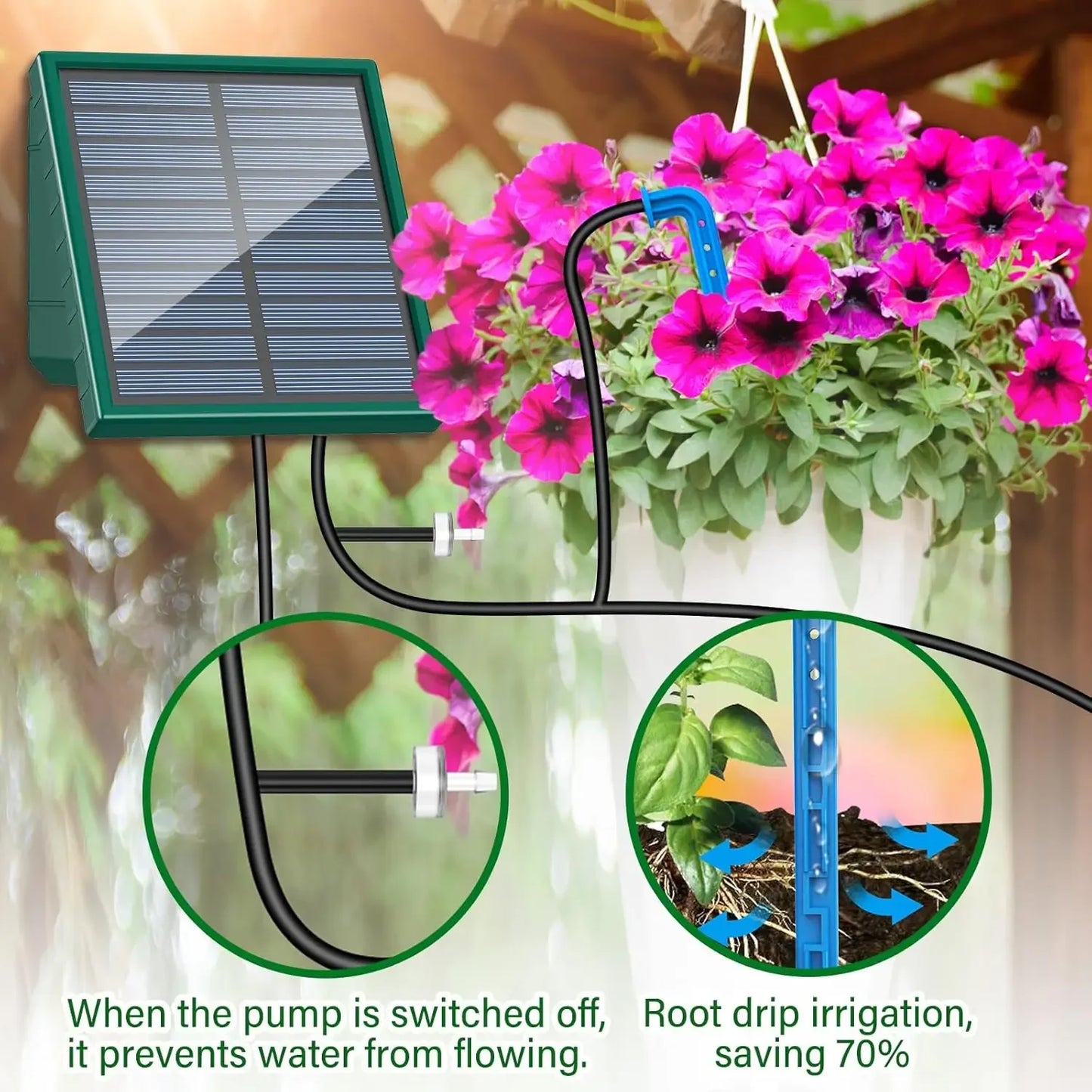 Solar Garden Drip Irrigation System — Automatic Balcony Watering DIY with Drip Hose