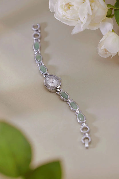 UTHAI Women's Luxury Watch – Retro Bracelet with Dongling Stone & Hotan Jade, Waterproof, Gift Chain Watch