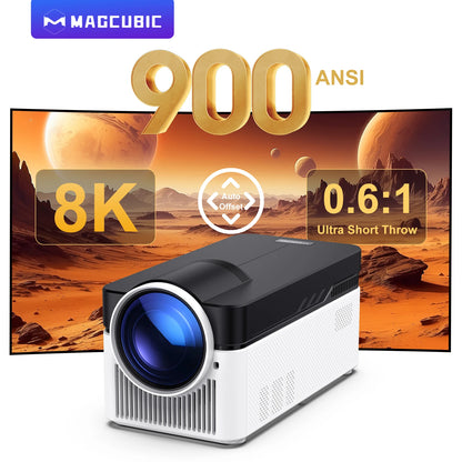 Magcubic HY450 Ultra Short Throw Projector - Auto Offset, Supports 8K, 4K, 1080P, 900 ANSI, BT5.4, WiFi6, Allwinner H716, Voice Control