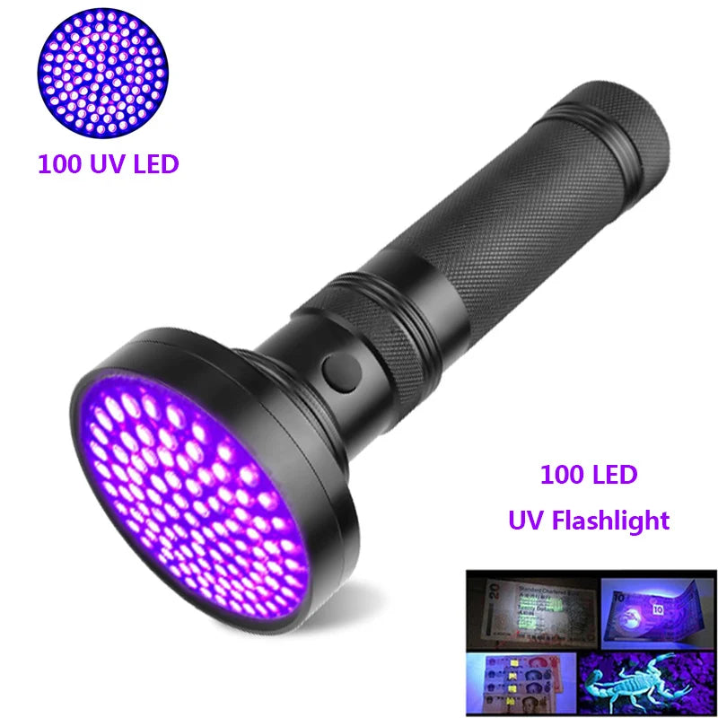 100 LED UV Flashlight 395NM – Black Light Torch for Dog Urine, Pet Stains & Bed Bug Detection