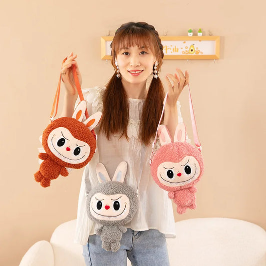30cm Labubu Cartoon Cute Doll Backpack – Shoulder Crossbody Toy Pouch for Outdoor Travel, Christmas Gift