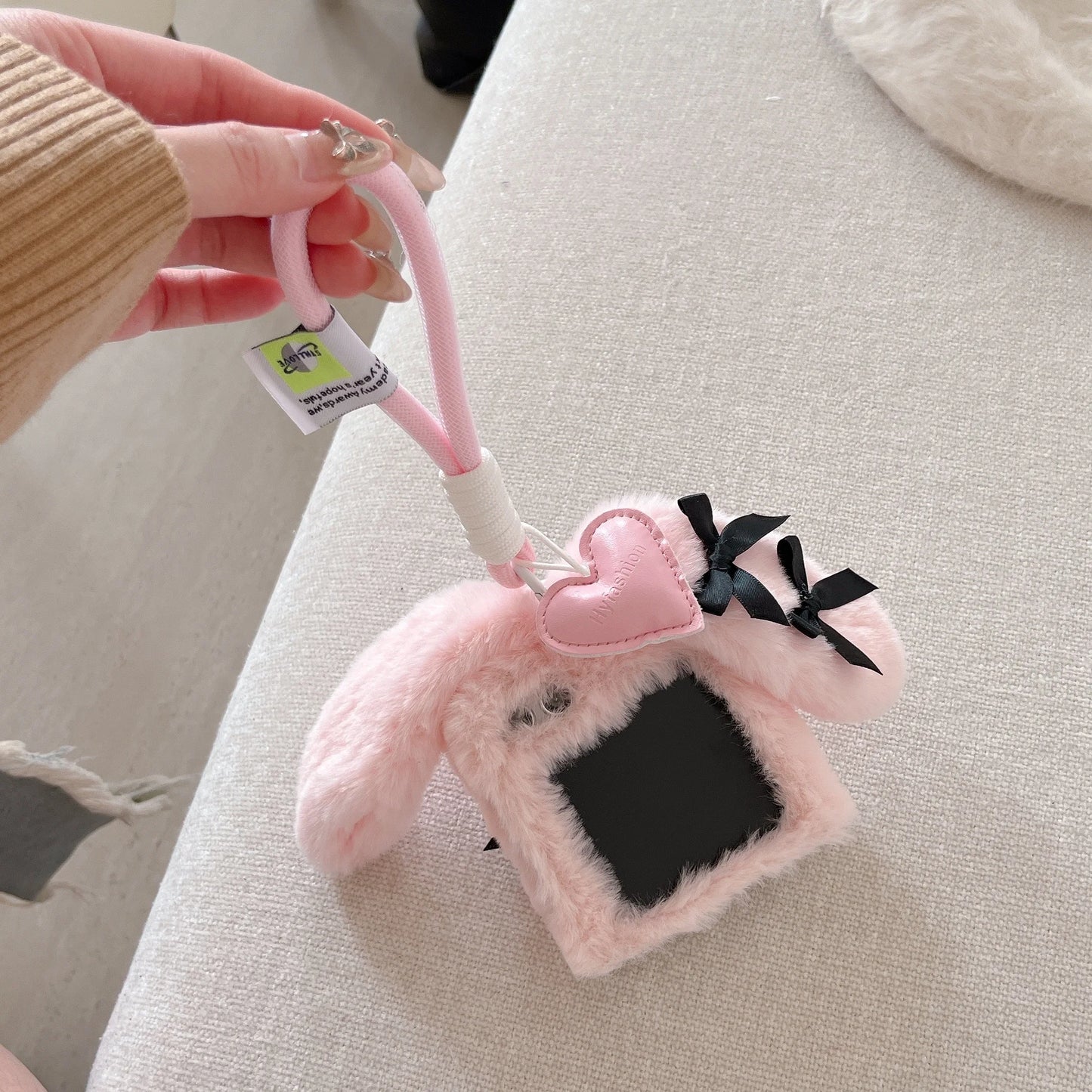 Cute Maid Bunny Folding Plush Phone Case with Lanyard – Kawaii Phone Accessories for Galaxy Z Flip 3 4 5 6