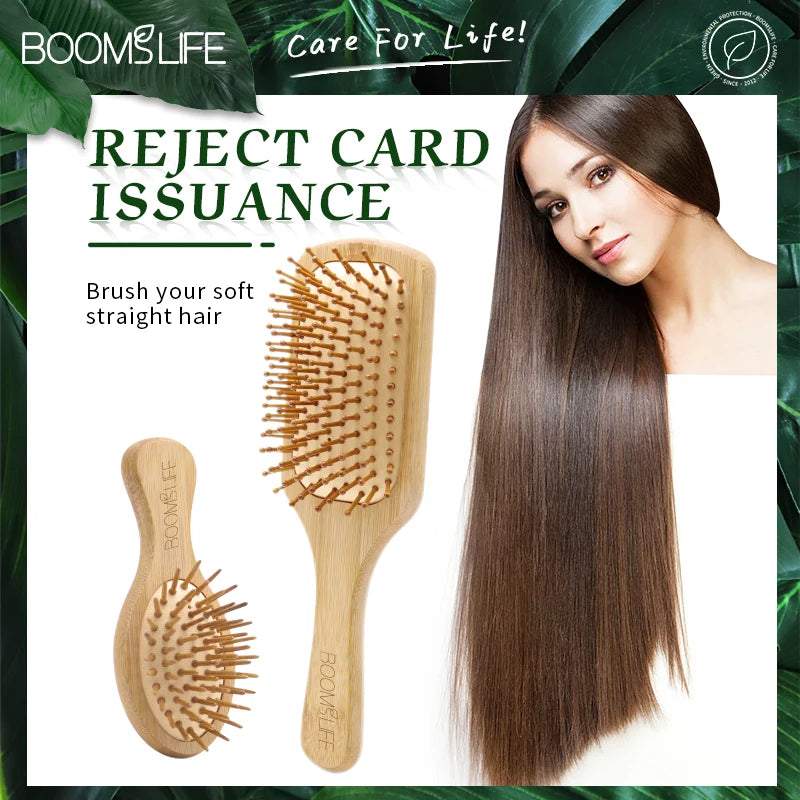 Bamboo Hair Brush for Women – Wide Tooth Styling Comb, Scalp Massage Brush for Smooth Hair & Barber Use