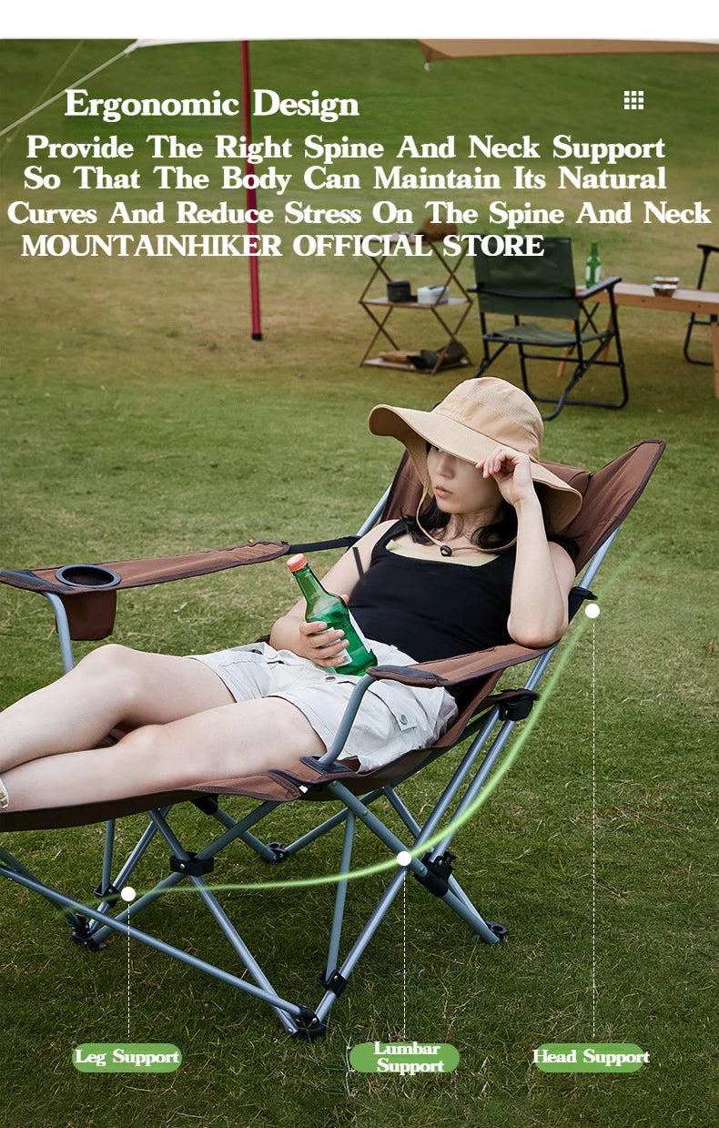 MOUNTAINHIKER 4-Speed Adjustable Folding Lounge Chair – Ultra-Light Portable Camping & Fishing Chair