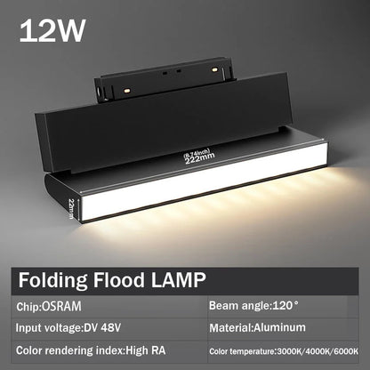 LED Magnetic Track Light Grille, Modern Embedded Flexible Linear Flood Lamp, DC48V Ceiling Spotlight for Indoor Living