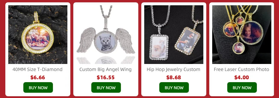 Customized Double-Side Photo Necklace – Personalized Picture Pendant with Cubic Zirconia, Hip Hop Jewelry Gift for Men & Women