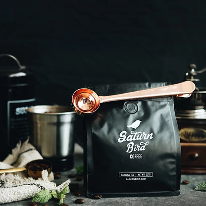 2-in-1 Stainless Steel Coffee Scoop - Coffee Powder Measuring Scoop with Sealing Clip, Tea Milk Powder Scoop, Coffee Accessories