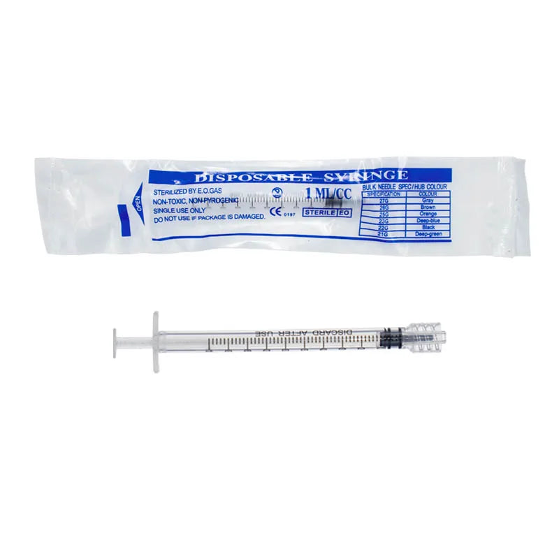 100PCS 1ml Luer Lock Syringes – Sterilized Lab Injectors for Glue Dispensing & Sampling, Individual Packaging