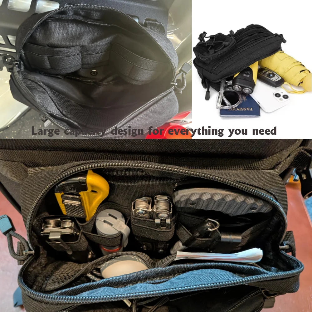 Tactical Molle Horizontal Admin Pouch – EMT EDC Utility Bag with Front Drawstring Pocket