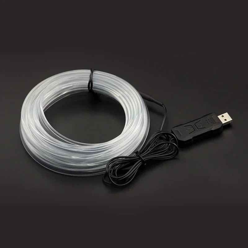 RGB Car Interior LED Light Strip – 2/3/4/5M USB Fiber Optic Atmosphere Lamp, APP Control for Customizable Lighting