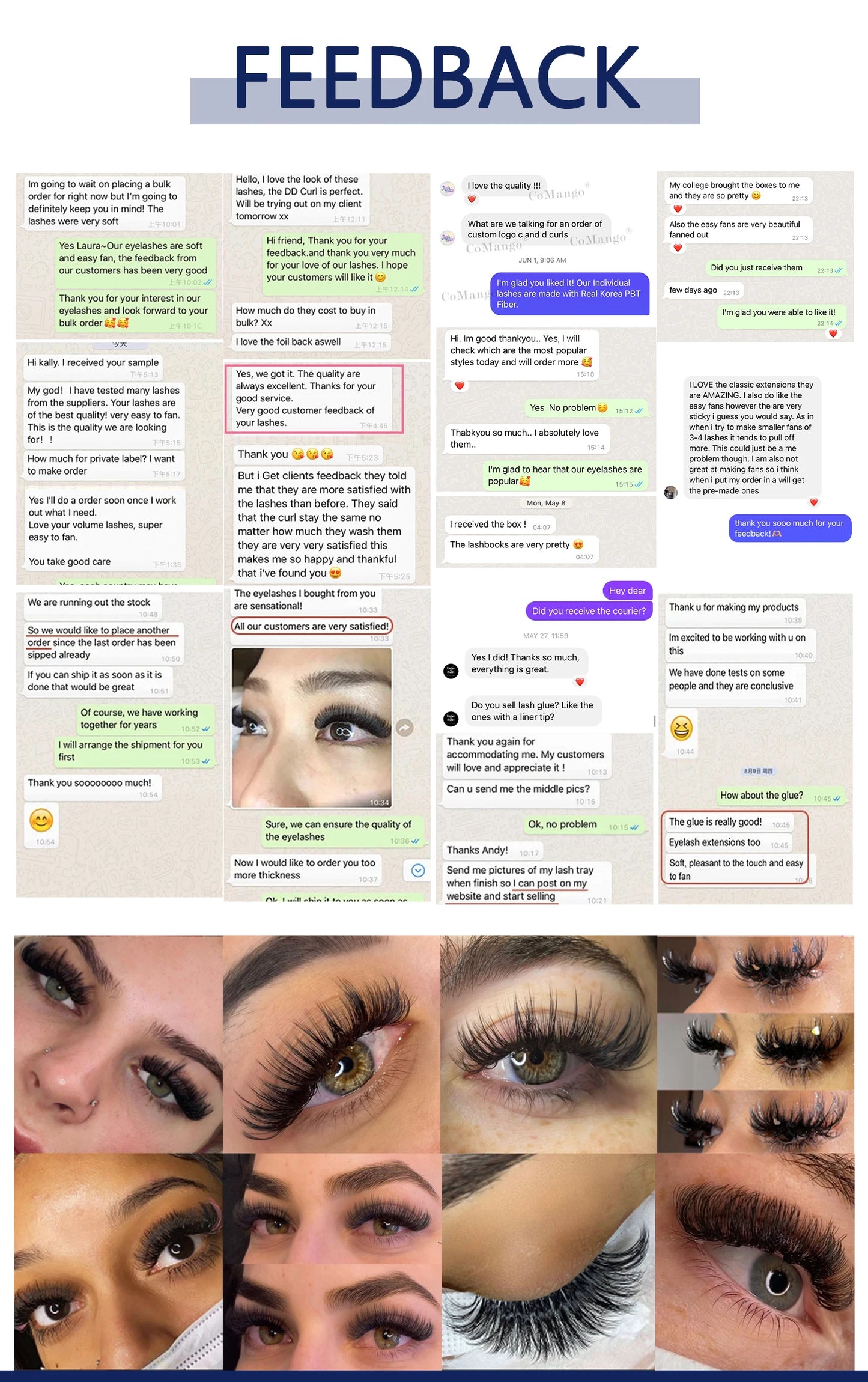 CoMango Wispy Premade Volume Lash Fans – 3-10D Individual Short Stem Faux Mink Russian Eyelash Extensions, 320 Fans