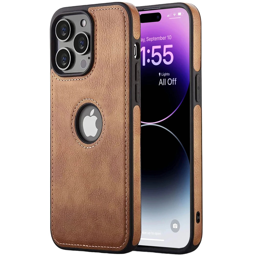 Ultra Thin Leather Phone Case: Shockproof Slim Cover for iPhone 14/13/12/11 Pro Max XS XR X SE 7/8 Plus - Soft Business Back Bumper
