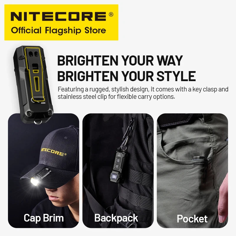 NITECORE TUP2 Mini EDC Keychain Flashlight – USB-C Rechargeable 1200 Lumen for Camping