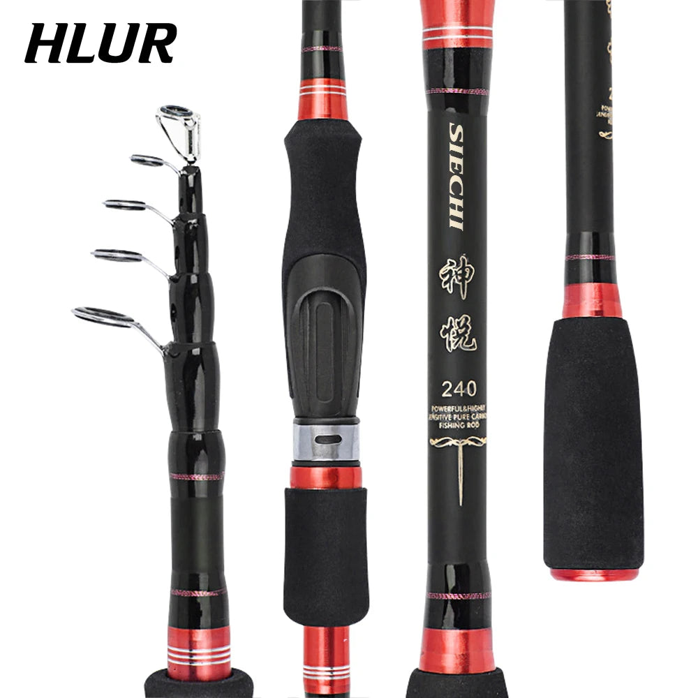 HLUR Carbon Fiber Telescopic Fishing Rod – 5–7 Section Portable Spinning & Casting Travel Pole 1.8M–2.7M
