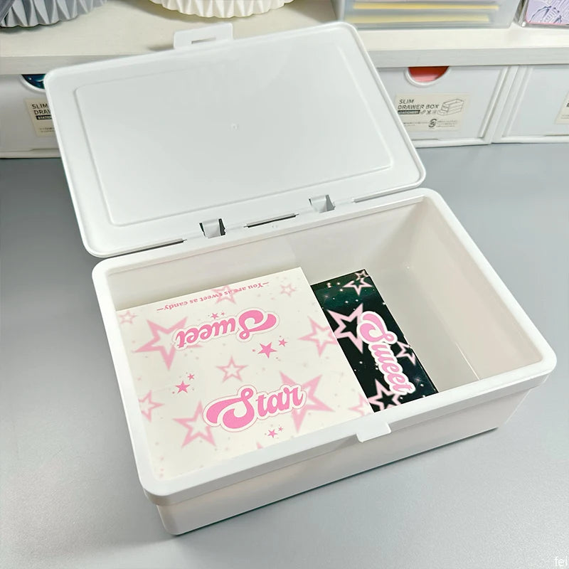 Idol Cards Storage Box – Photo Card Organizer for Kpop Collections and Stationery Storage
