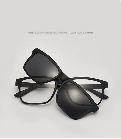6-in-1 Polarized Magnetic Clip-On Sunglasses – Men & Women Sun Glasses with Frame & Bag