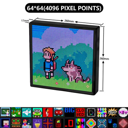 64x64 RGB LED Pixel Display Matrix Panel, Programmable Pixel Art Screen with Bluetooth App Control