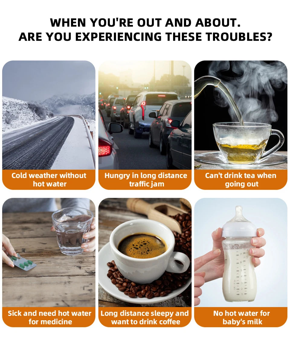 Yangood Portable Car Kettle 1500ML — Large Capacity 304 Stainless Steel Water Heater, 12V/24V for Travel, Tea, and Coffee