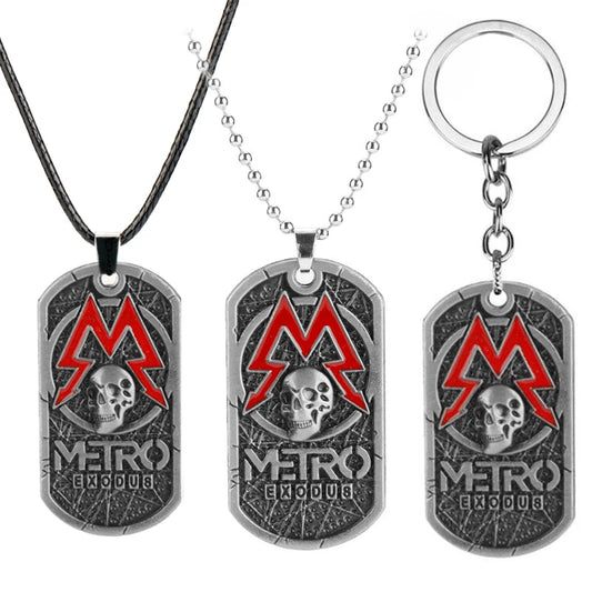 Metro Exodus 2033 Dog Tag Necklace – Retro Skull Pendant, Unisex Gamer Jewelry Gift