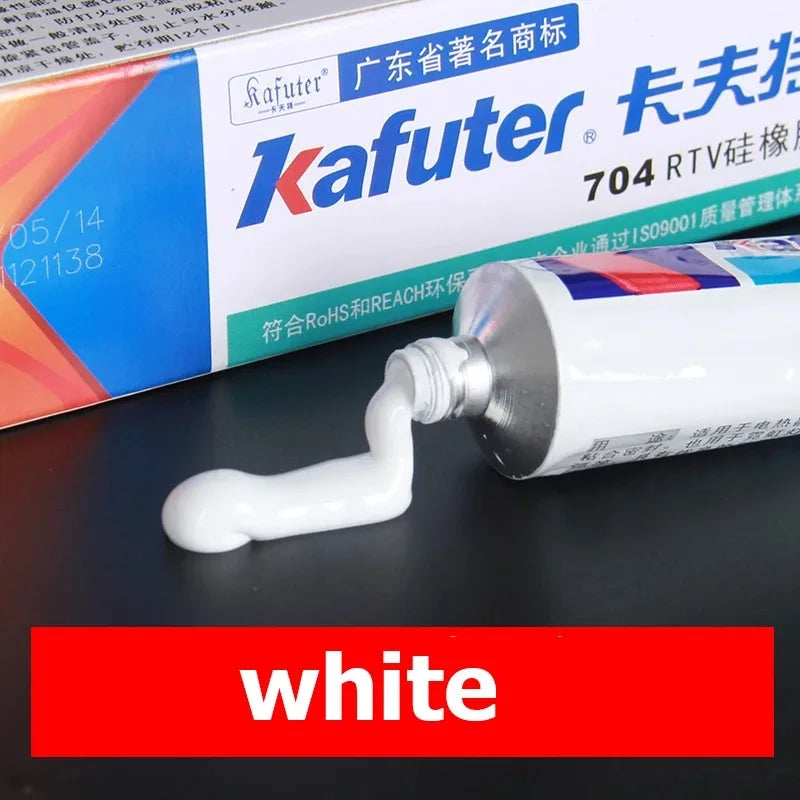 Kafuter K-704 Silicone Industrial Adhesive 45g – RTV Rubber Glue Black, White & Transparent for DIY Panels