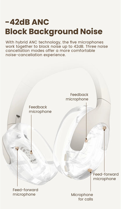 HAYLOU S35 ANC Wireless Headphones - Over-Ear Bluetooth 5.2, 42dB Active Noise Cancelling, 60-Hour Battery, 40mm Dynamic Driver