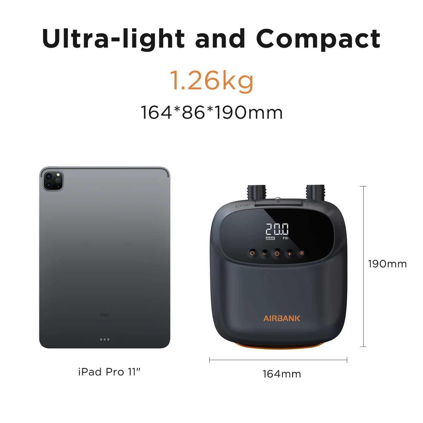 SUP Inflatable Pump — Rechargeable 20PSI Pump for PVC Kayaks, Kite Wings & Stand Up Paddle Boards