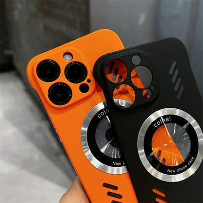 Ultra Thin Frameless Magnetic Case for iPhone 16, 15 Pro Max, 14, 13, 12, 11 Plus – Breathable Heat Dissipation Hard Cover with MagSafe