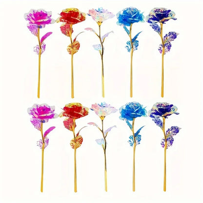 10PCS 24K Foil Plated Rose Gold Roses – Valentine’s Day, Wedding & Forever Love Decorative Gift