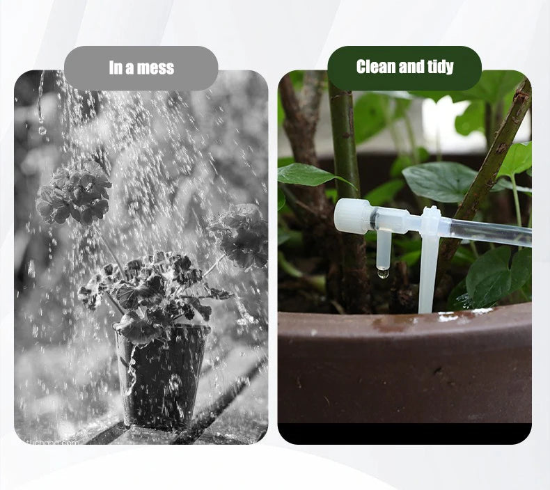 Garden Drip Irrigation Kit — Water-Saving Micro Dripper System with Regulating Valve and 4/7mm Hose for Potted Plants and Greenhouse