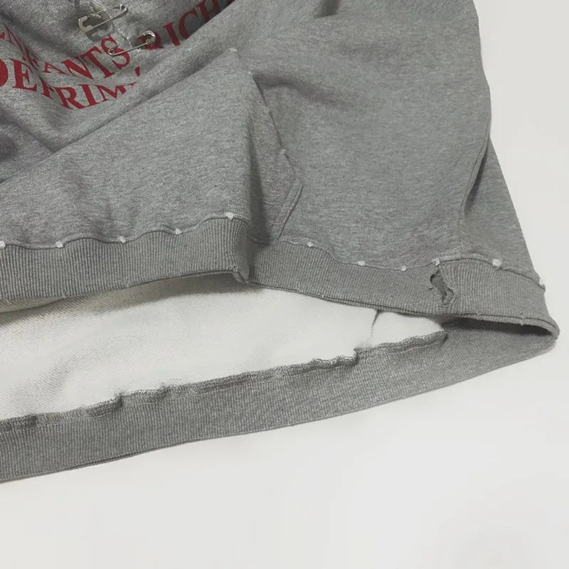 2025SS Ripped E.R.D. Hoodie – Men & Women Slogan Print Short Wide Sweatshirt