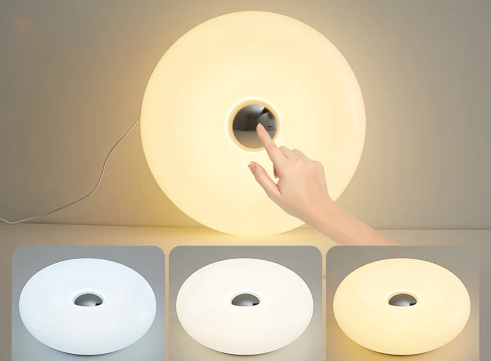 Bauhaus USB Table Lamp - Donut-Shaped Ambient Light for Bedroom, Living Room, & Dining Room Decoration