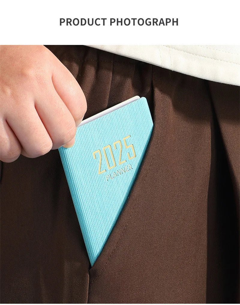 2025 A7 Pocket Planner – 365 Day PU Cover Notebook, Daily & Weekly Calendar, Office & School Agenda