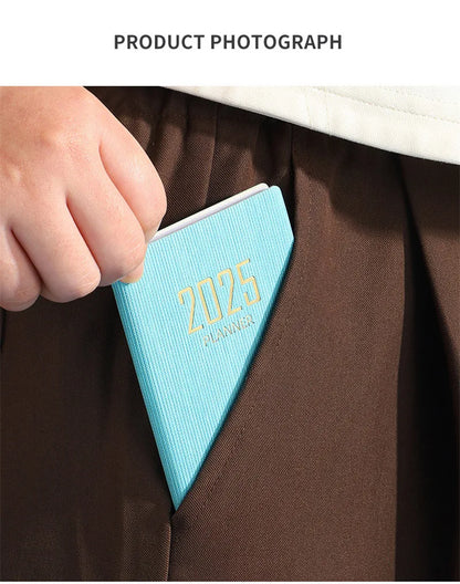 2025 A7 Pocket Planner – 365 Day PU Cover Notebook, Daily & Weekly Calendar, Office & School Agenda