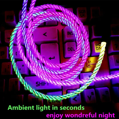 6A Fast Charging RGB Luminous Data Cable – 66W Type-C Charger for iPhone 15 Pro, Huawei, Samsung