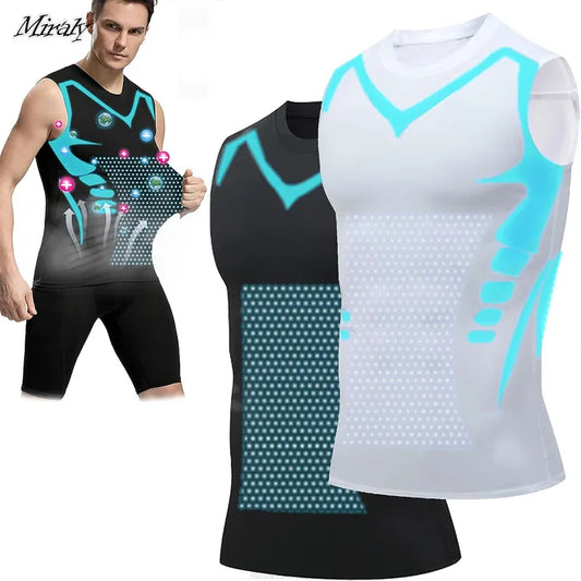 Ionic Shaping Vest for Men – Ice-Silk Slimming Body Shaper, Compression Tank Top & Tummy Control Sleeveless Fitness Shirt