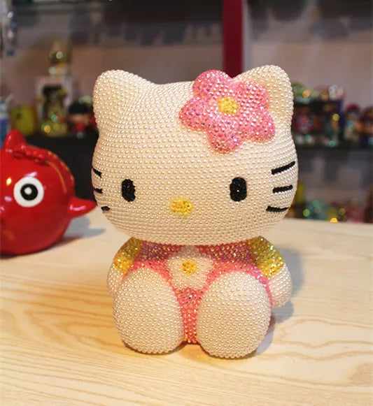Hot Sale DIY Anime Piggy Bank – Cartoon Melody & Hello Kitty Diamond Stick Figurine Model Gift Statue Doll